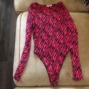 Neon Pink Zebra Bodysuit